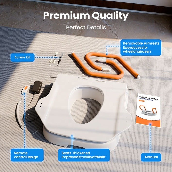 كرسي مرحاض كهربائي قابل لتعديل الارتفاع - الصورة 4