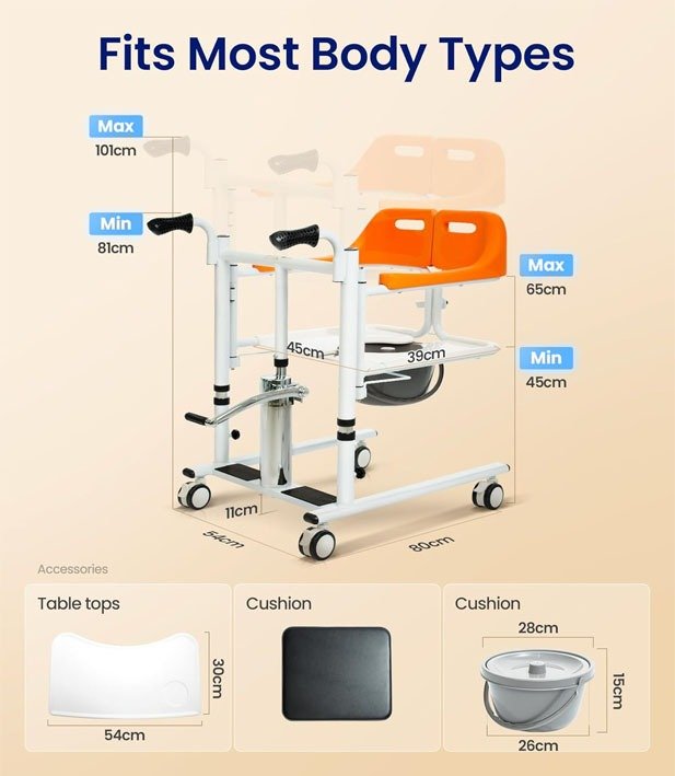 كرسي نقل مريض رافعة هيدروليك - الصورة 2